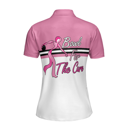 Women Polo Shirt - Bowl For The Cure Short Sleeve Women Polo Shirt, Breast Cancer Awareness Polo Shirt For Ladies, Pink Ribbon Shirt - Best Polo Shirt For Women