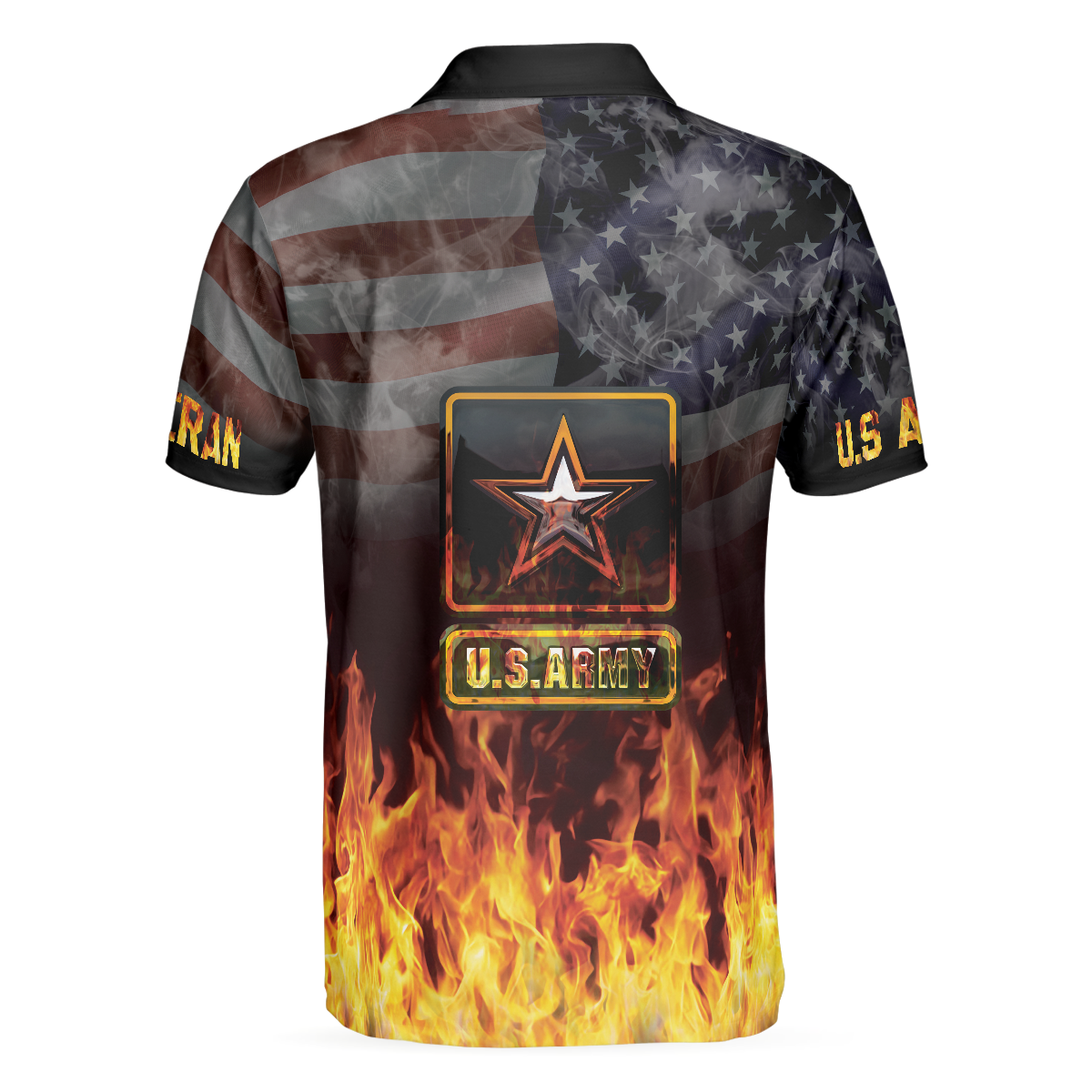US Army Veteran And Flame Polo Shirt, American Flag Veteran Shirt For Retired Veterans, Flame Veteran Shirt - Perfect Gift For Men