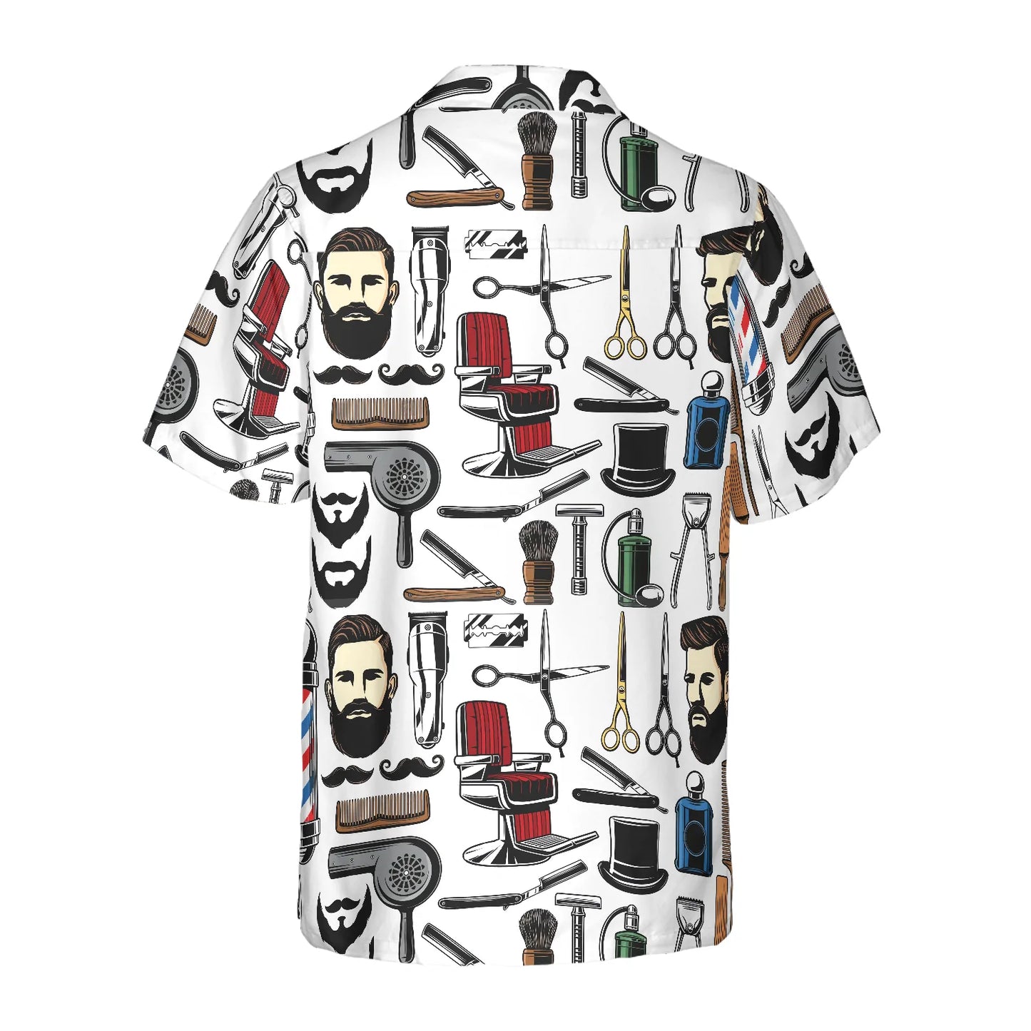 Barbershop Haircut & Shave Tools Pattern Hawaiian Shirt, Barber Symbol Aloha Shirt Summer For Men, Best Gift For Barber, Summer, Husband, Boyfriend