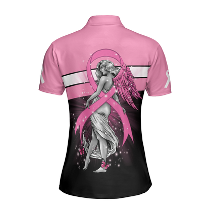 Breast Cancer Angel Breast Cancer Awareness, Short Sleeve Women Polo Shirt, Pink Shirt Best Gift For Women, Gift For Ladies