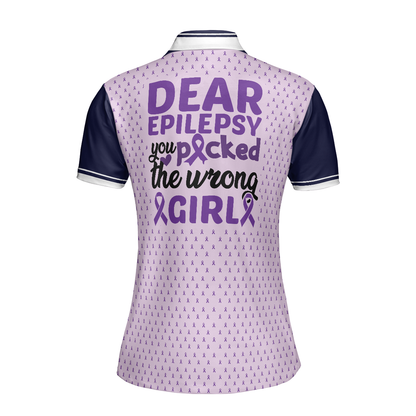 Epilepsy Awareness Women Polo Shirt, Epilepsy You Picked The Wrong Girl Short Sleeve Shirt For Ladies, Cool Epilepsy Support Gift