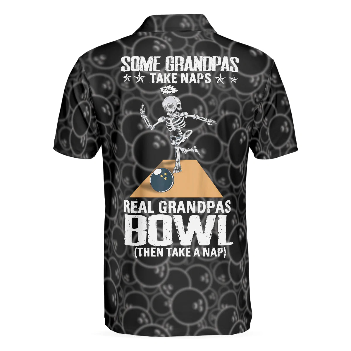Real Grandpas Bowl Polo Shirt, Black Ball Pattern Bowling Polo Shirt, Funny Bowling Shirt With Sayings - Best Bowling Gift For Men