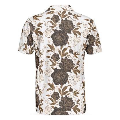 Vintage Peonies And Roses Seamless Pattern Polo Shirt, Vintage Rose Shirt Design For Adults, Best Roses Pattern Shirt - Perfect Gift For Men