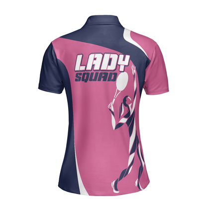 Tennis Lady Squad Short Sleeve Women Polo Shirt, Pink And Navy Polo Shirt For Female Tennis Players - Perfect Gift For Women, Ladies