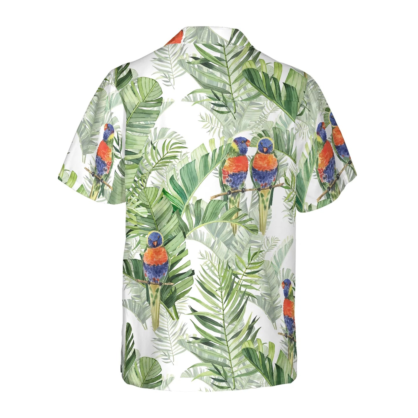 Beautiful Watercolor Parrots In Green Hawaiian Shirt, Tropical Forest Aloha Shirt For Men, Perfect Gift For Parrot Lovers, Friends, Husband, Boyfriend, Family