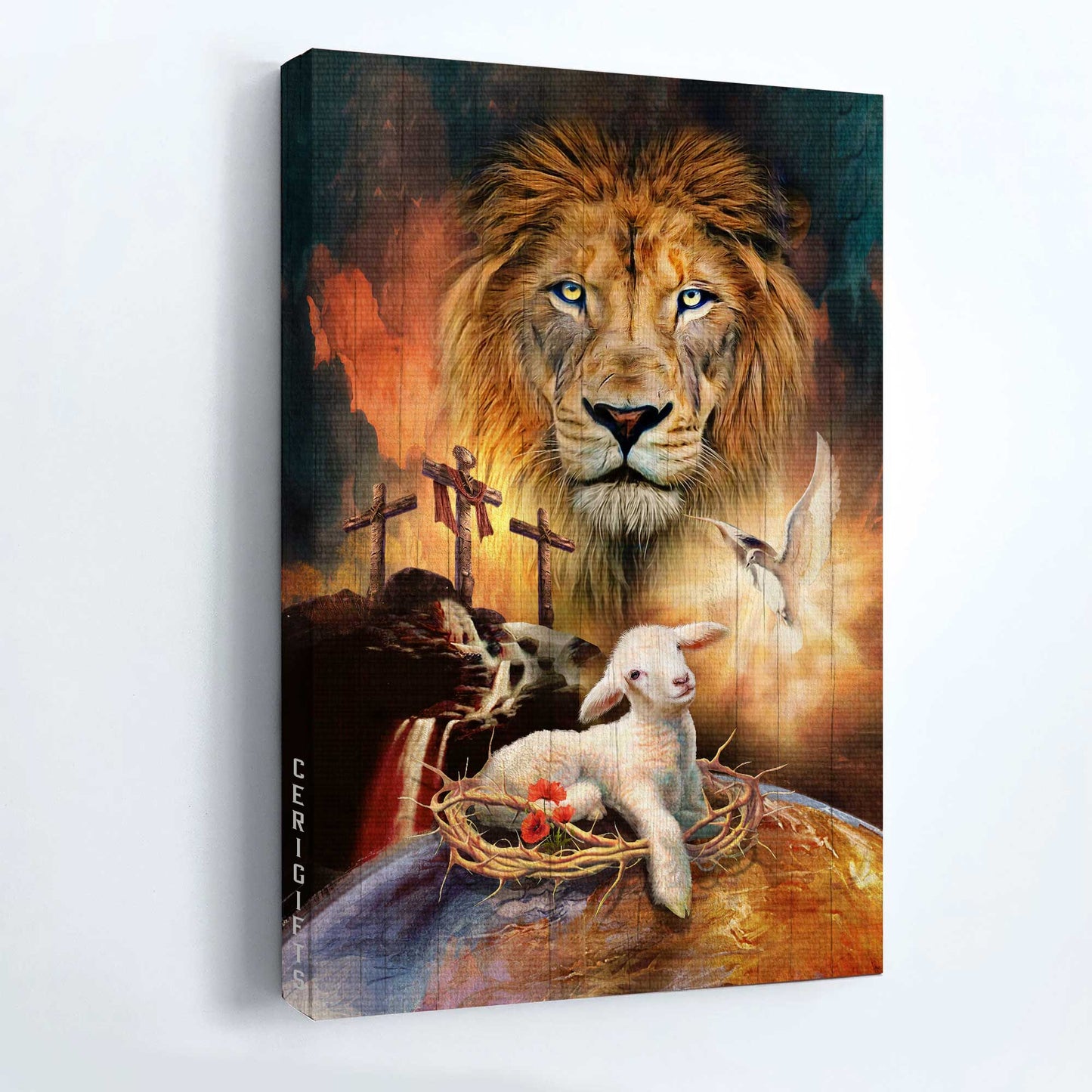 Jesus Portrait Canvas - Lamb of God, Holy spirit dove, lion of judah,Portrait  Canvas - Inspirational gift, Gift For Christian