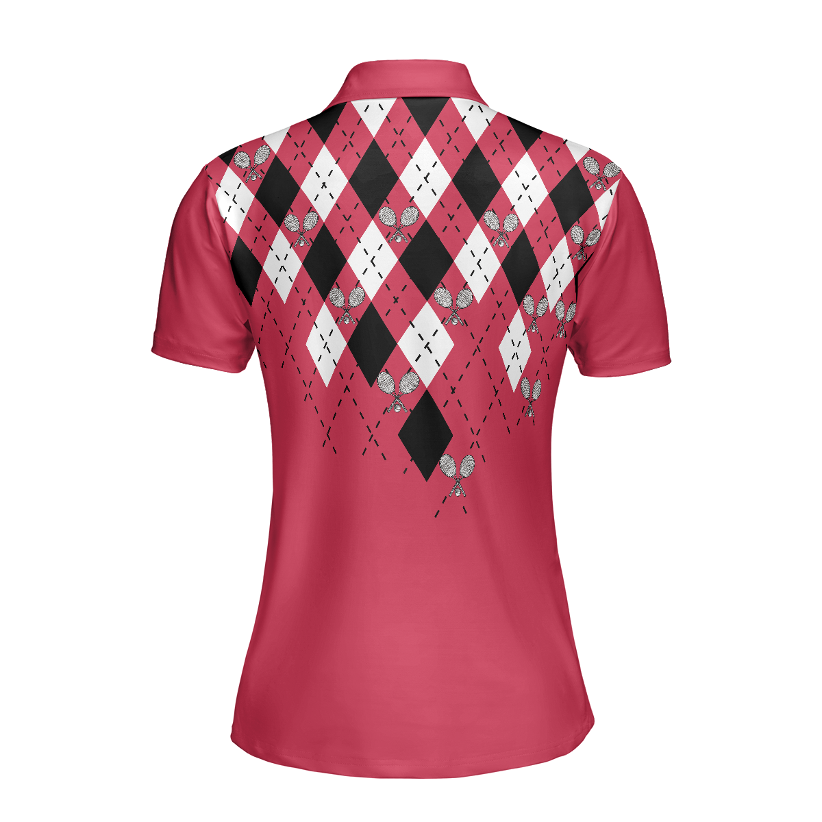 Tennis Women Polo Shirt, Tennis Shirt With Argyle Pattern Short Sleeve Women Polo Shirt - Perfect Gift For Women, Ladies