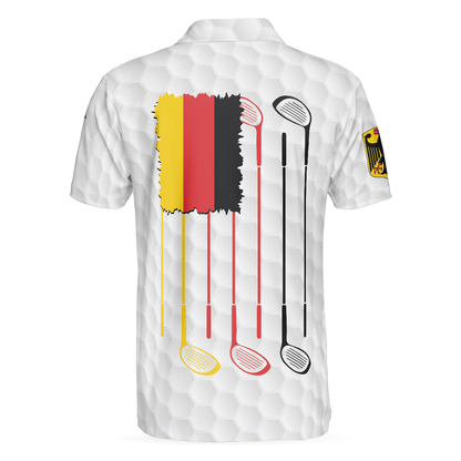 Golf Germany Flag Polo Shirt, White Golf Pattern Polo Shirt, German Golf Shirt For Men, Polo Shirt For Men, Best Gifts For Men Golfers