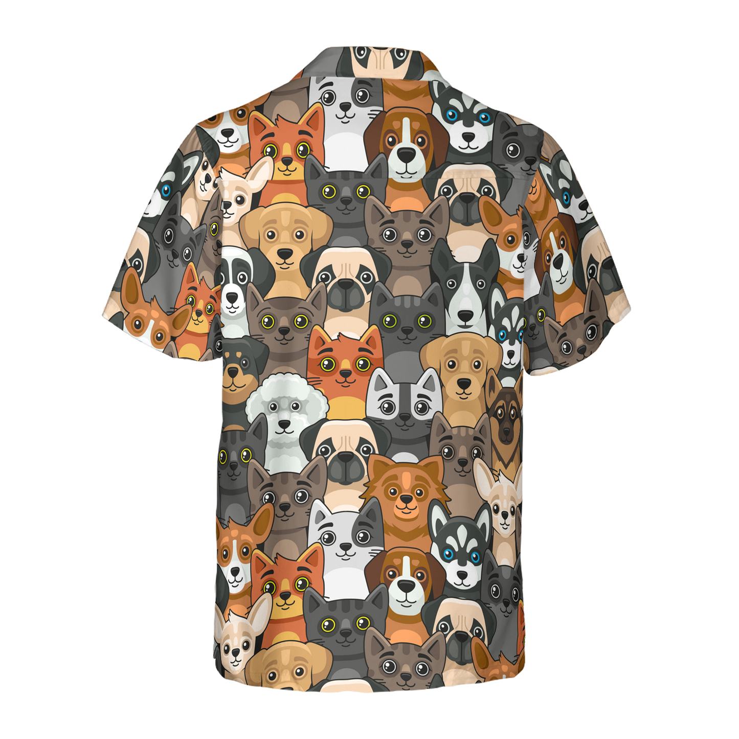 Cats And Dogs Seamless Pattern Hawaiian Shirt, Best Gift For Husband, Wife, Boyfriend, Girlfriend, Friend, Family