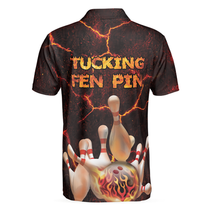 Tucking Fen Pin Polo Shirt, Skull Bowling Polo Shirt Design, Scary Halloween Gift For Bowling Lovers - Perfect Gift For Men