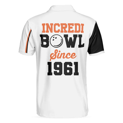 White Bowling Short Sleeve Men Polo Shirt, Incredi Bowl Bowling Polo Shirt For Men, Cool Gift For Male