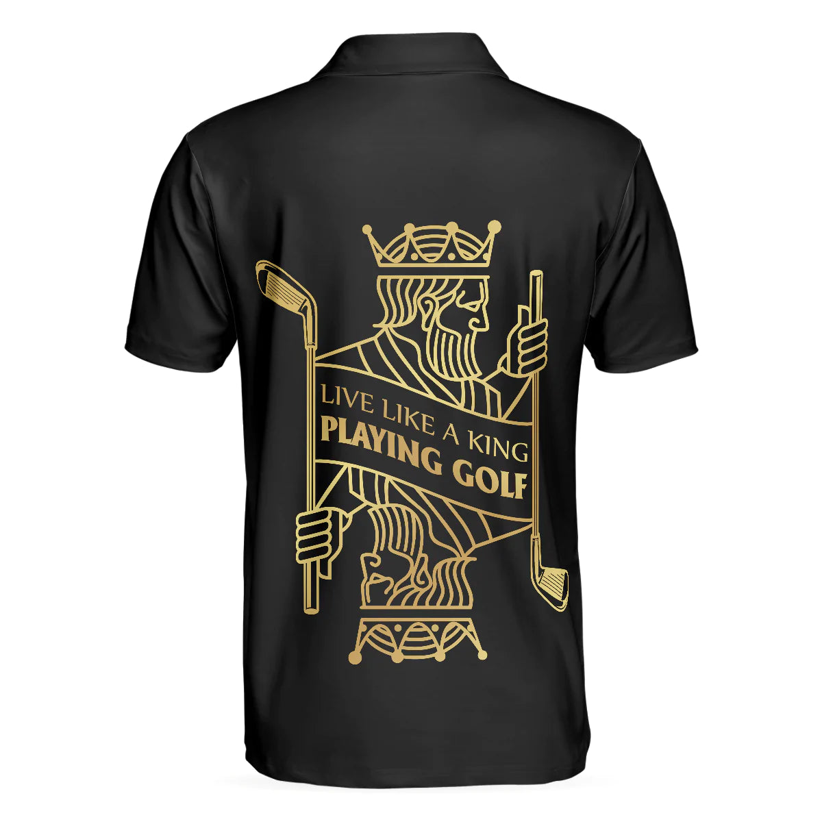 Live Like A King Playing Golf Black And Gold Polo Shirt, Luxury Playing Card Poker Polo Shirt, Best Golf Shirt For Men