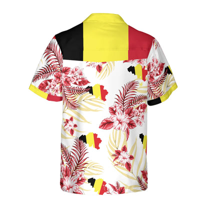 Belgium Hawaiian Shirt, Tropical Summer Flowers And Leaves Aloha Shirt For Men And Women, Perfect Gift For Summer Lovers, Friends, Husband, Boyfriend, Family