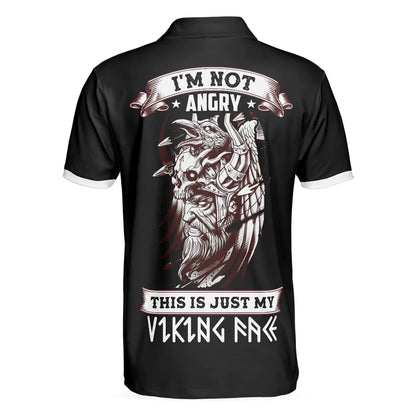 Cool Black Viking Men Polo Shirt, I'm Not Angry This Is Just My Viking Face Polo Shirt, Best Golf Shirt For Men, Gift For Golfers
