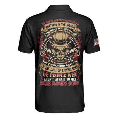 Skull Ripped American Flag Roofer Men Polo Shirt, Roofer My Craft Allows Me To Build Anything Shirt For Male