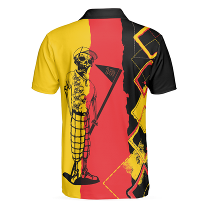 Argyle Pattern German Flag Skeleton Golfing Men Polo Shirt, Golf I Like It Rough Polo Shirt, Funny Golf Shirt For Men