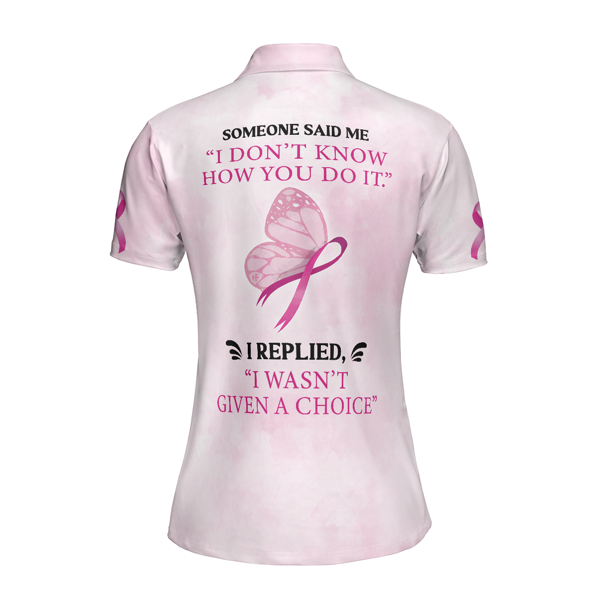 Butterfly Breast Cancer Awareness Short Sleeve Women Polo Shirt, Pink Awareness Ribbon Polo Shirt For Ladies, Best Gift Ideas For Women