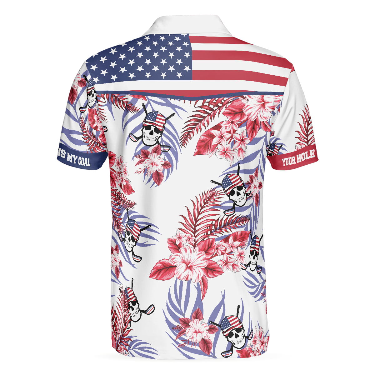 Seamless Tropical Pattern Golf Skull America Polo Shirt, Texas Bluebonnet Golf Shirt For Men - Perfect Gift For Men, Golfers
