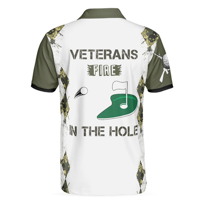 Veteran Fire In The Hole Polo Shirt, Veteran Themed Golfing Polo Shirt For Male Golfers, Argyle Shirt - Perfect Gift For Men