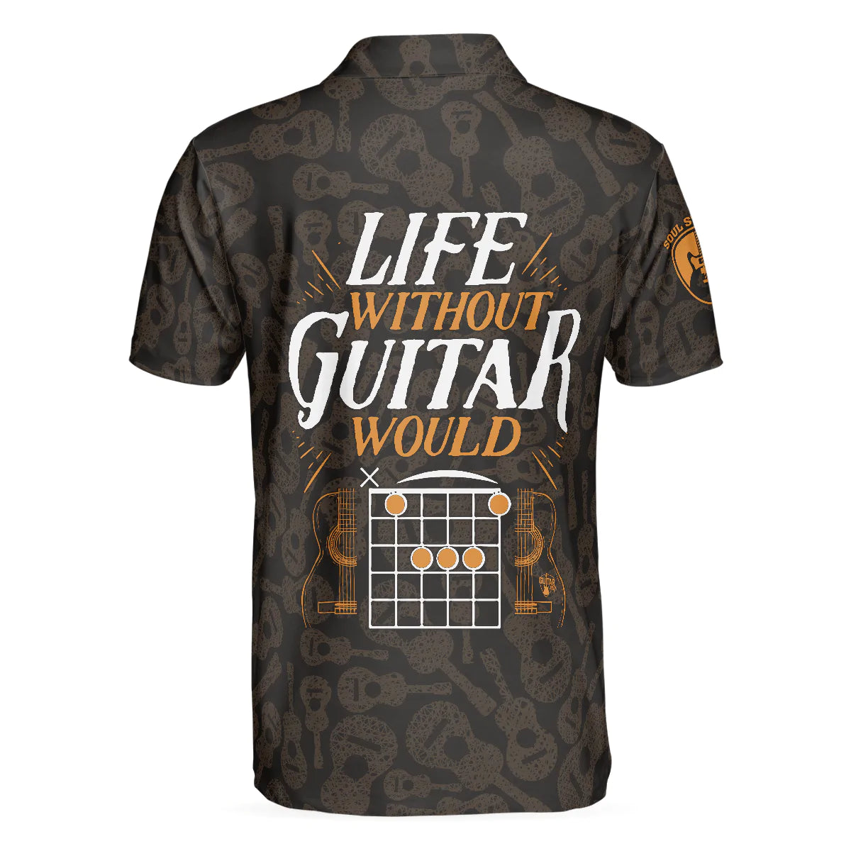 Life Without Guitar Would Be Flat Short Sleeve Polo Shirt, Guitar Pattern Polo Shirt, Best Guitar Shirt For Men