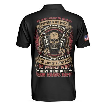 Trucker My Craft Allows Me To Drive Anything Polo Shirt, Skull Truck Driver American Flag Polo Shirt - Perfect Gift For Men