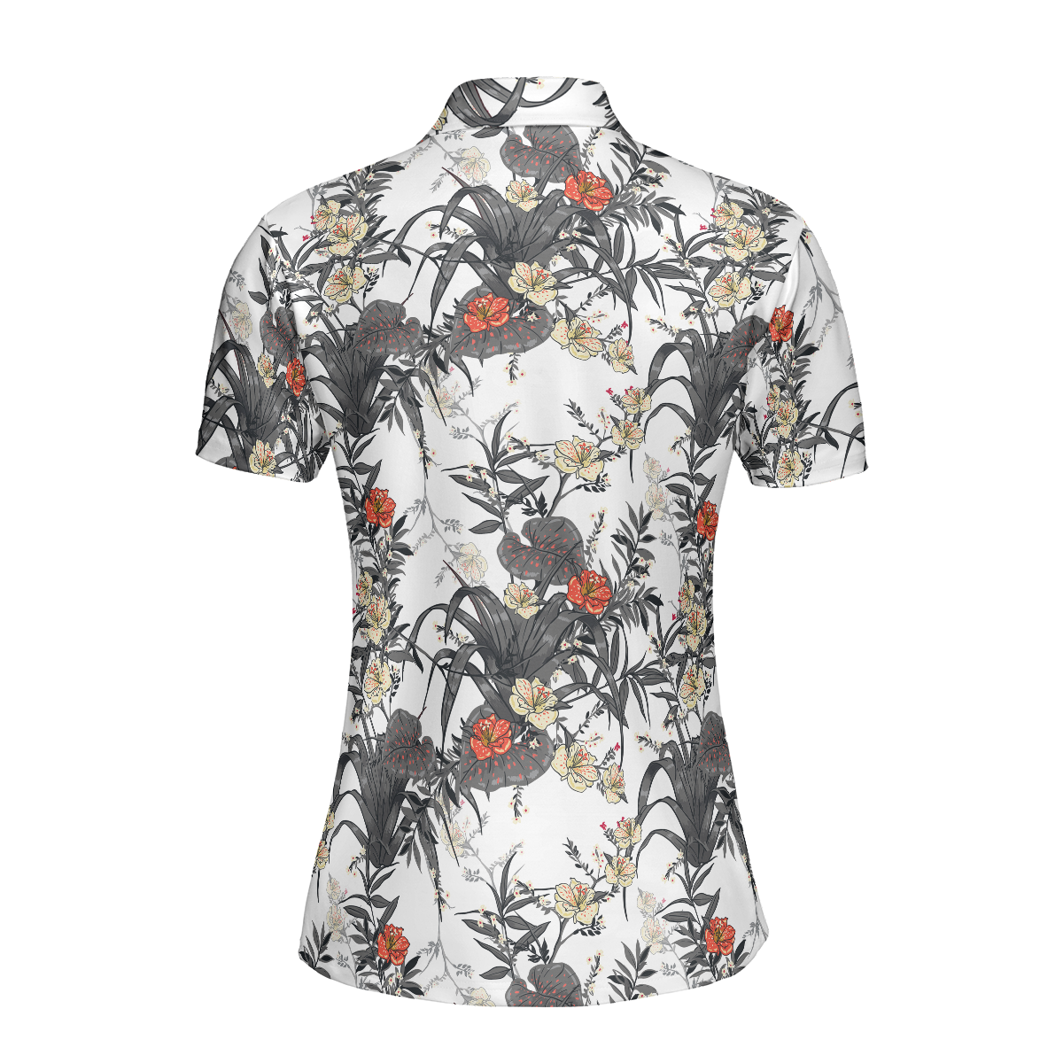 Tropical Flowers Shirt Short Sleeve Women Polo Shirt - Perfect Gift For Women