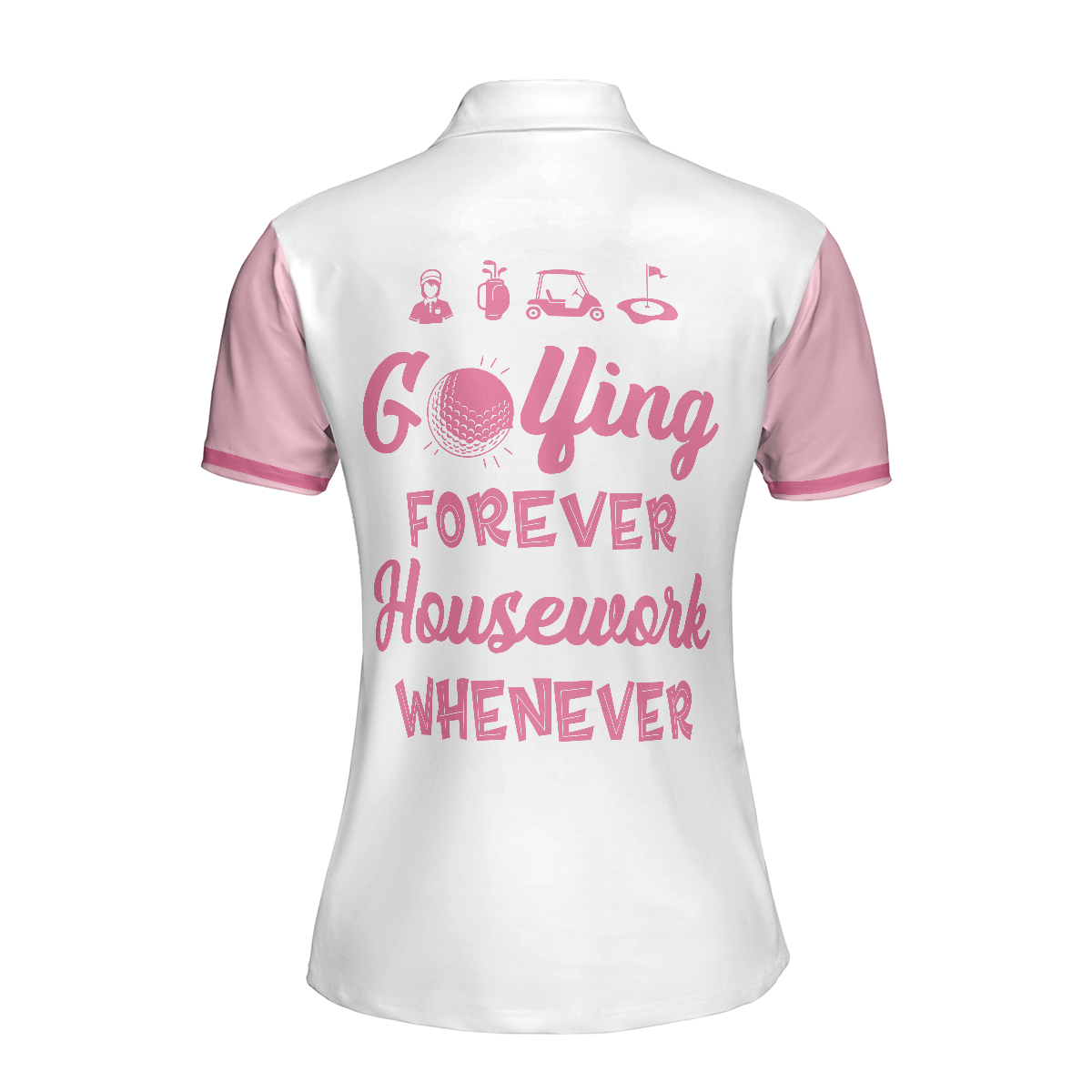 Leopard Argyle Style Golf Short Sleeve Women Polo Shirt, Golfing Forever Housework Whenever Polo Shirt, Unique Female Golf Gift, Best Gift For Golfers