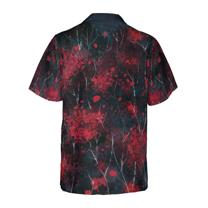 Artistic Gothic Skull Hawaiian Shirt, Black and Red Goth Aloha Shirt For Men, Best Gift For Summer, Husband, Boyfriend