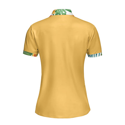 Tropical Pattern Tennis Women Polo Shirt, Kiss My Ace Floral Tennis Shirt For Female Short Sleeve
