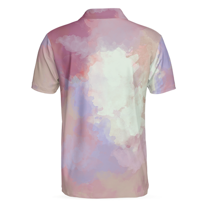 Cycling Polo Shirt, Tie Dye Pink Cycling Shirt For Bikers, Best Cycling Themed Polo Shirt For Adults