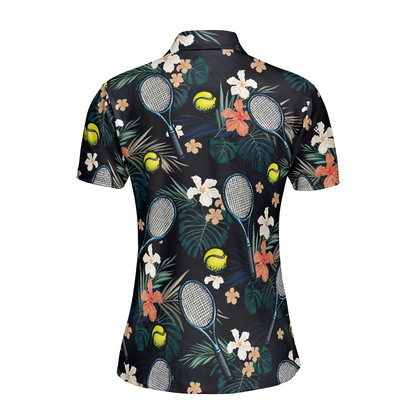 Tropical Floral Tennis Shirt For Women Short Sleeve Women Polo Shirt - Perfect Gift For Women