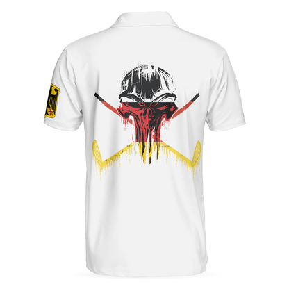 Golf Skull German Flag Short Sleeve Polo Shirt, Black Wet Paint Skull Polo Shirt, Germany Golf Shirt For Men