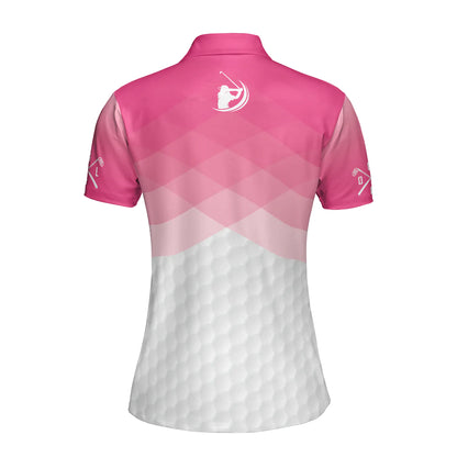 Pink Argyle Pattern Golf Polo Shirt, Just A Pink Girl Who Loves Playing Golf Short Sleeve Shirt For Ladies, Gift For Female Golfers