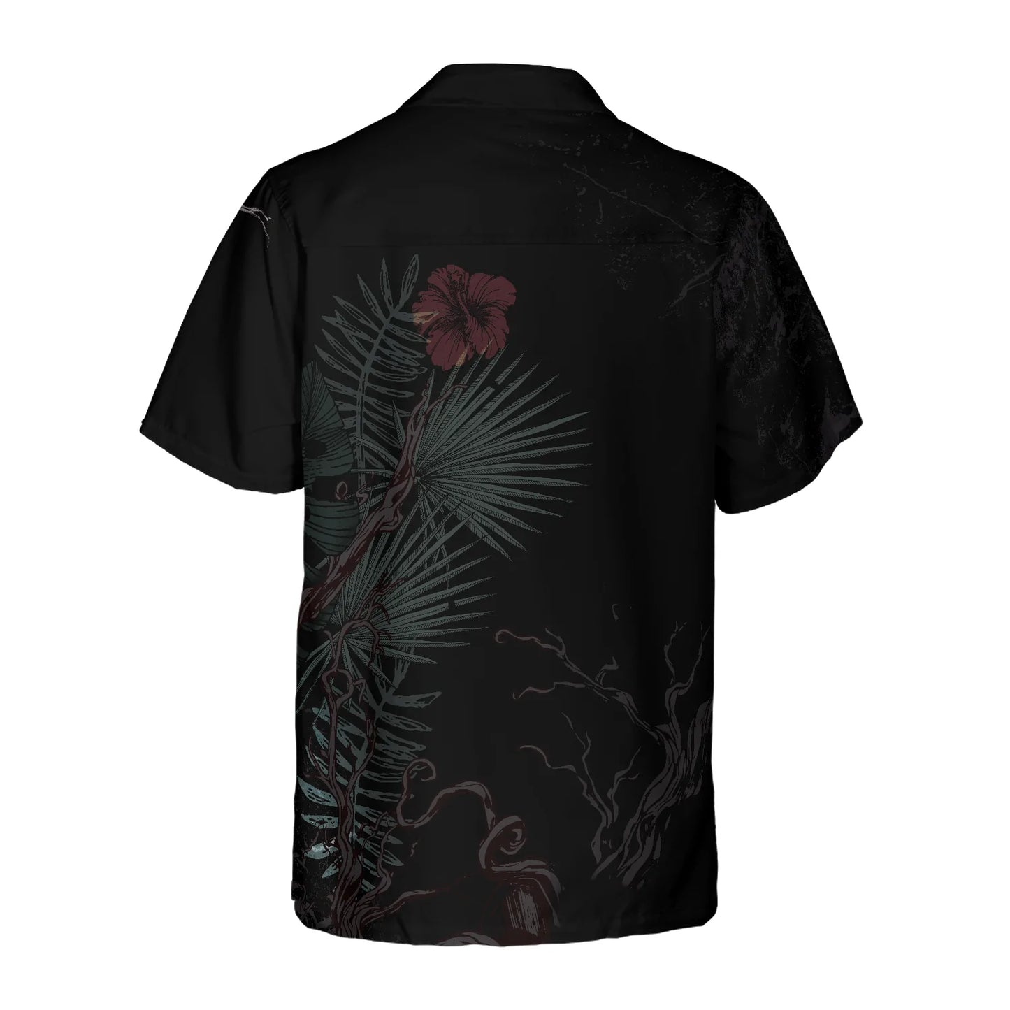 Artistic Gothic Skull With Flowers Goth Hawaiian Shirt, Black Aloha Shirt For Men, Best Gift For Summer, Husband, Boyfriend