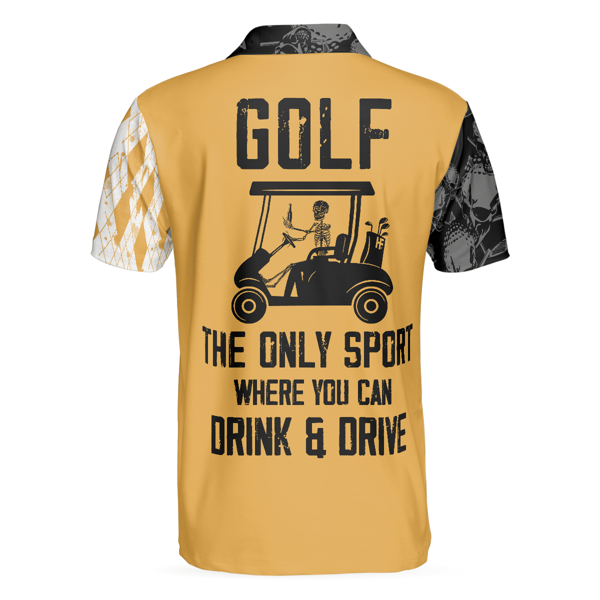 Golf Men Polo Shirt, Golf The Only Sport Where You Can Drink & Drive Polo Shirt, Skull Drinking Polo Shirt For Golfers, Best Argyle Shirt, Best Gift For Golfers