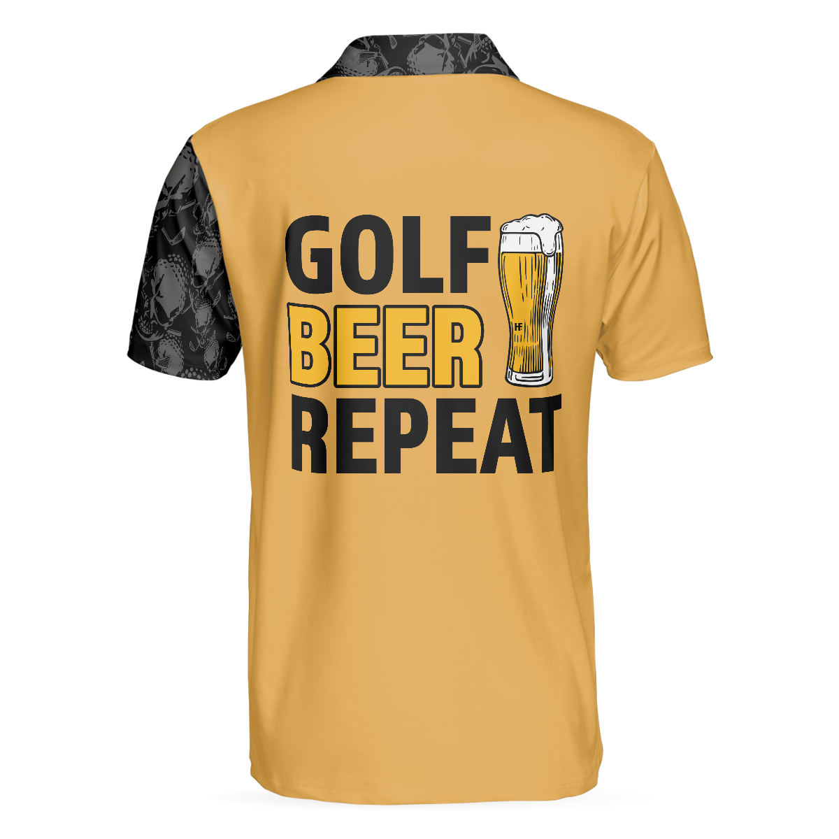 Colorful Golfing Men Polo Shirt, Golf Beer Repeat Shirt For Male Players, Cool Golf Gift Idea For Golfers