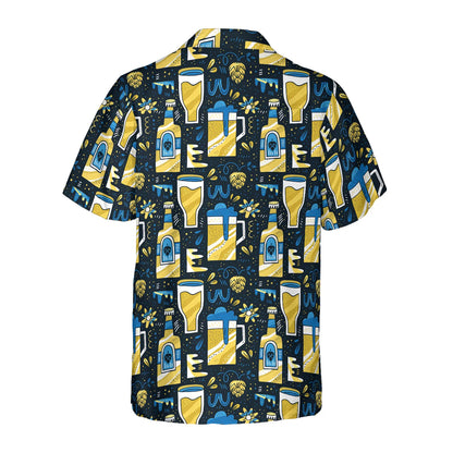 Beer Pattern Hawaiian Shirt, Beer Tropical Summer Aloha Shirt For Men, Perfect Gift For Beer Lovers, Friends, Husband, Boyfriend, Family