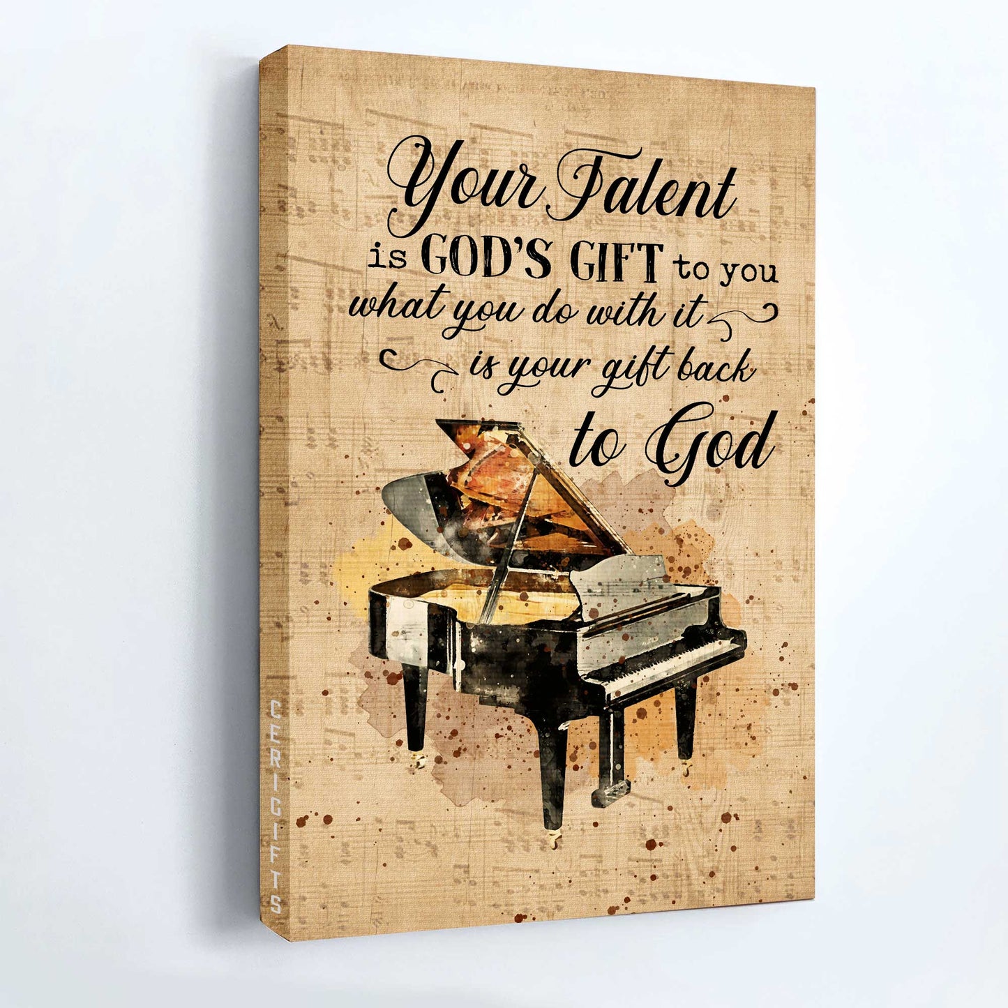 Jesus Portrait Canvas - Piano, Vintage Painting, Your talent is God's gift to you Portrait Canvas - Gift For Christian Portrait Canvas