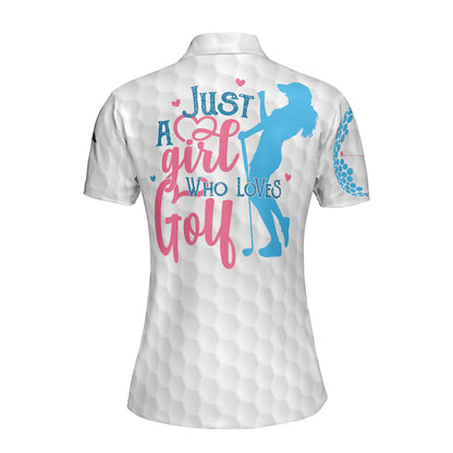 Golf Balls Pattern American Flag Women Polo Shirt, Just A Girl Who Loves Golf Short Sleeve Women Polo Shirt, Gift For Female Golfers