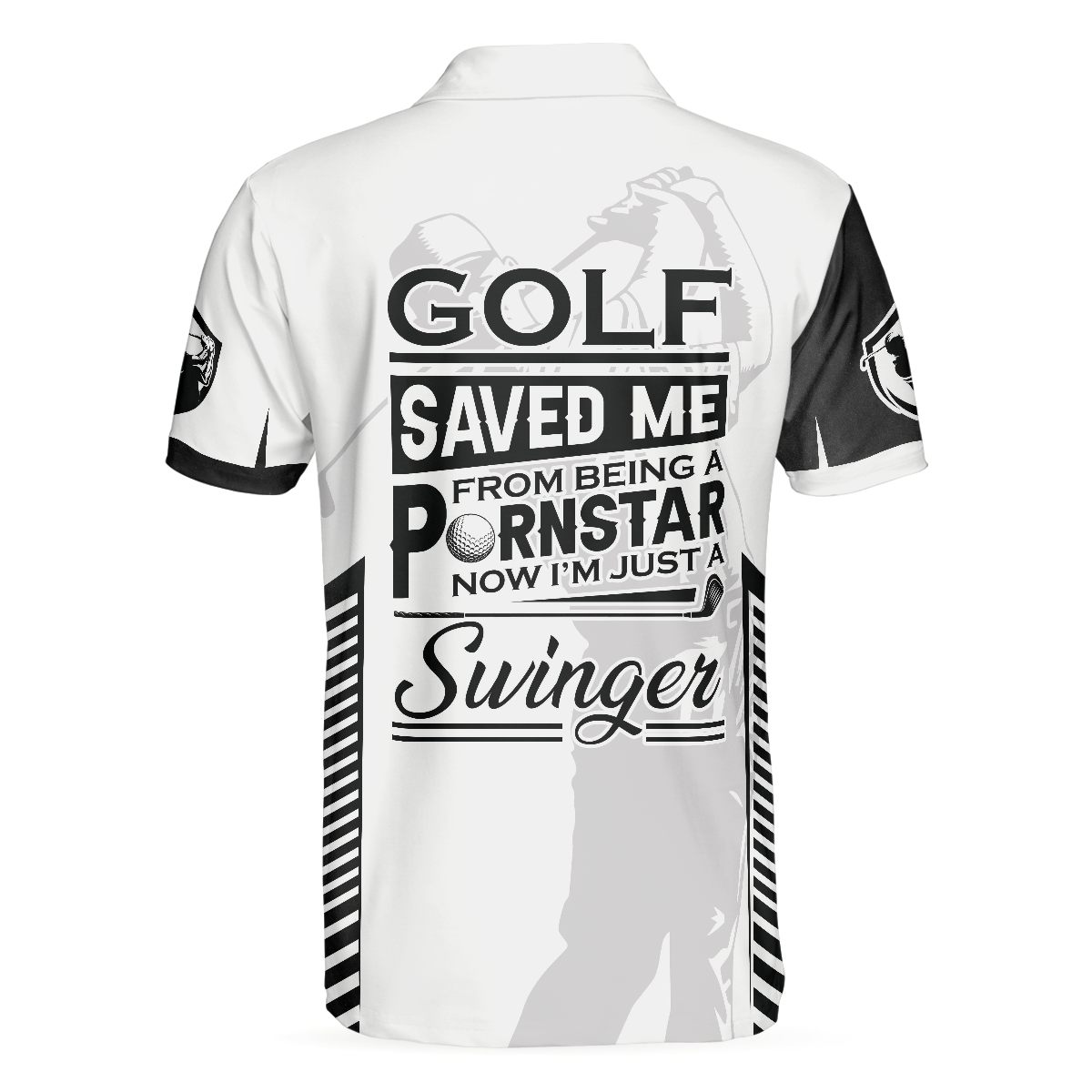 Black And White Golfer Men Polo Shirt, Golf Saved Me From Being A Pornstar Polo Shirt, Funny Golf Shirt For Men