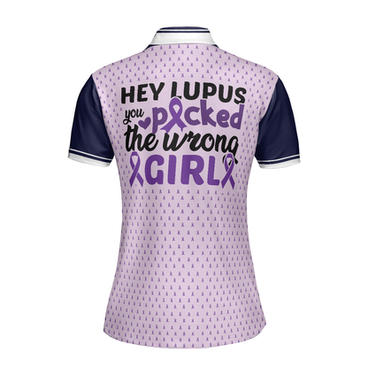 You Picked The Wrong Girl Lupus Awareness Short Sleeve Women Polo Shirt, Purple Lupus Awareness Month Shirt - Perfect Gift For Women