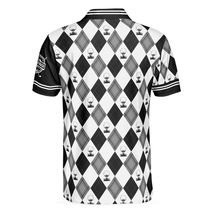 Golf The Way I Do Men Polo Shirt, Black And White Argyle Pattern Polo Shirt, Best Golf Shirt For Men, Best Gift For Golfers