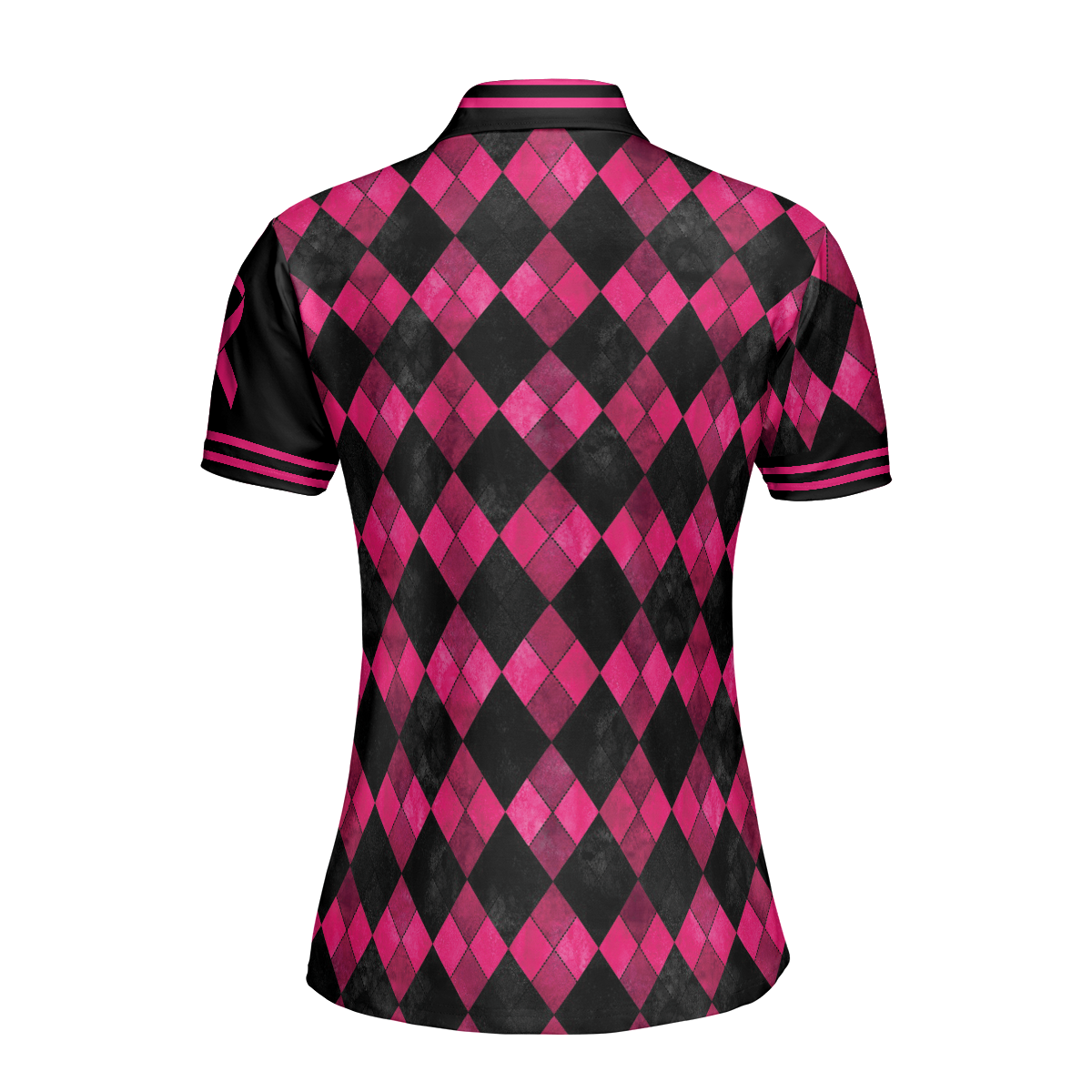 Breast Cancer Women Polo Shirt, I'm A Survivor Breast Cancer Awareness Short Sleeve Women Polo Shirt, Black And Pink Argyle Pattern Shirt