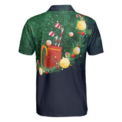 Christmas Golf Polo Shirts - Mens Golf Polo Shirts Short Sleeve- Santa Playing Golf Pattern Shirt - Christmas Shirt Idea Gift For Men - Best Gift For Golf Lovers