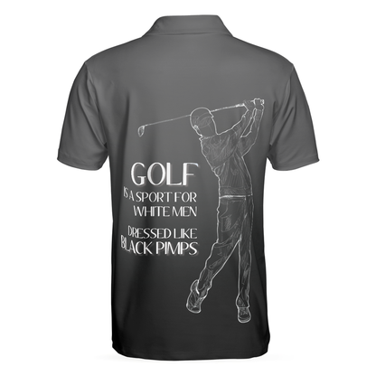 Golf Black Pimps Polo Shirt For Men, Funny White Men Golfing Polo Shirt - Best Gift For Golf Lovers