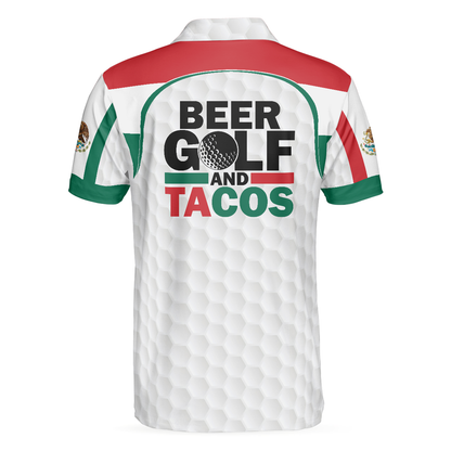 Beer Golf And Tacos Men Polo Shirt, Simple Golfing Shirt Design For Male Players, Best Golf Shirt With Sayings