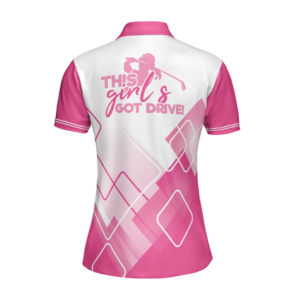 This Girl's Got Drive Pink Golf Short Sleeve Women Polo Shirt, Pink Pattern Golfing Shirt, , Female Golf Gift - Perfect Gift For Women