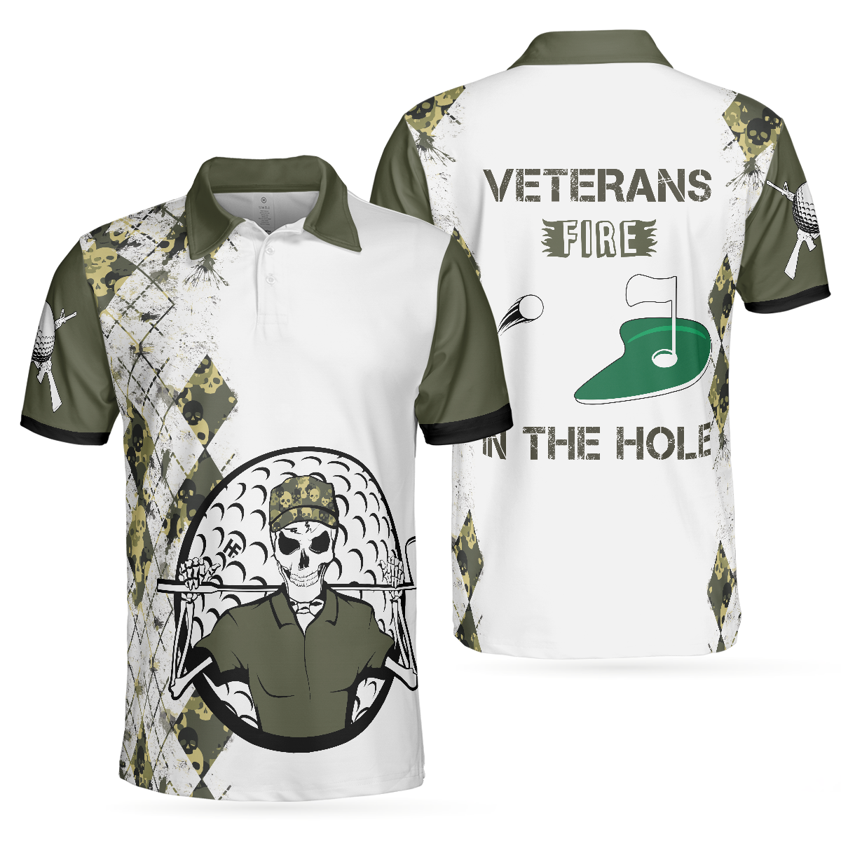 Veteran Fire In The Hole Polo Shirt, Veteran Themed Golfing Polo Shirt For Male Golfers, Argyle Shirt - Perfect Gift For Men