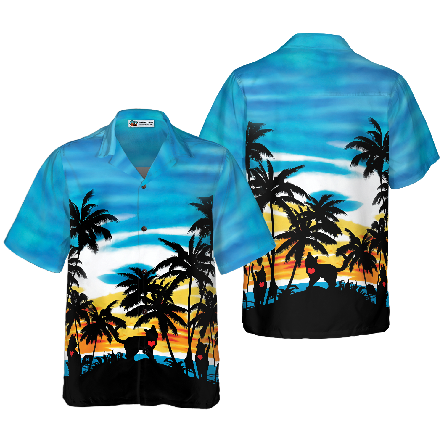 Cat Love Sunset Hawaiian Shirt, Best Gift For Cat Lover, Husband, Wife, Boyfriend, Girlfriend, Friend, Family