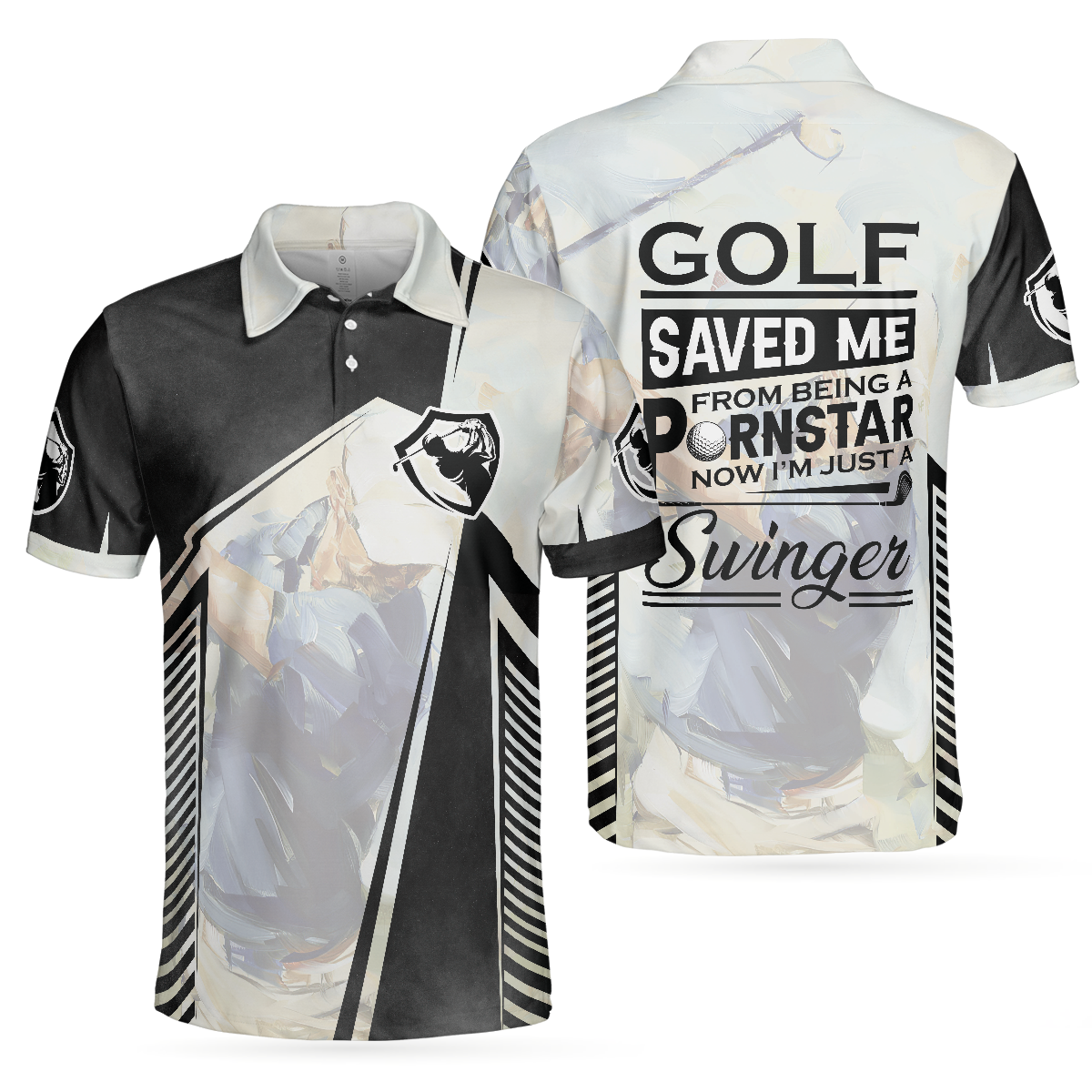 Black And White Men Polo Shirt, Golf Saved Me Golfing Polo Shirt, Best Golf Shirt For Men